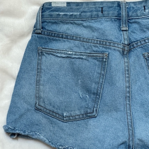 Lovers + Friends Denim “Jack” Shorts Distressed Raw Hem Color “Westerly” Cotton - Picture 4 of 7
